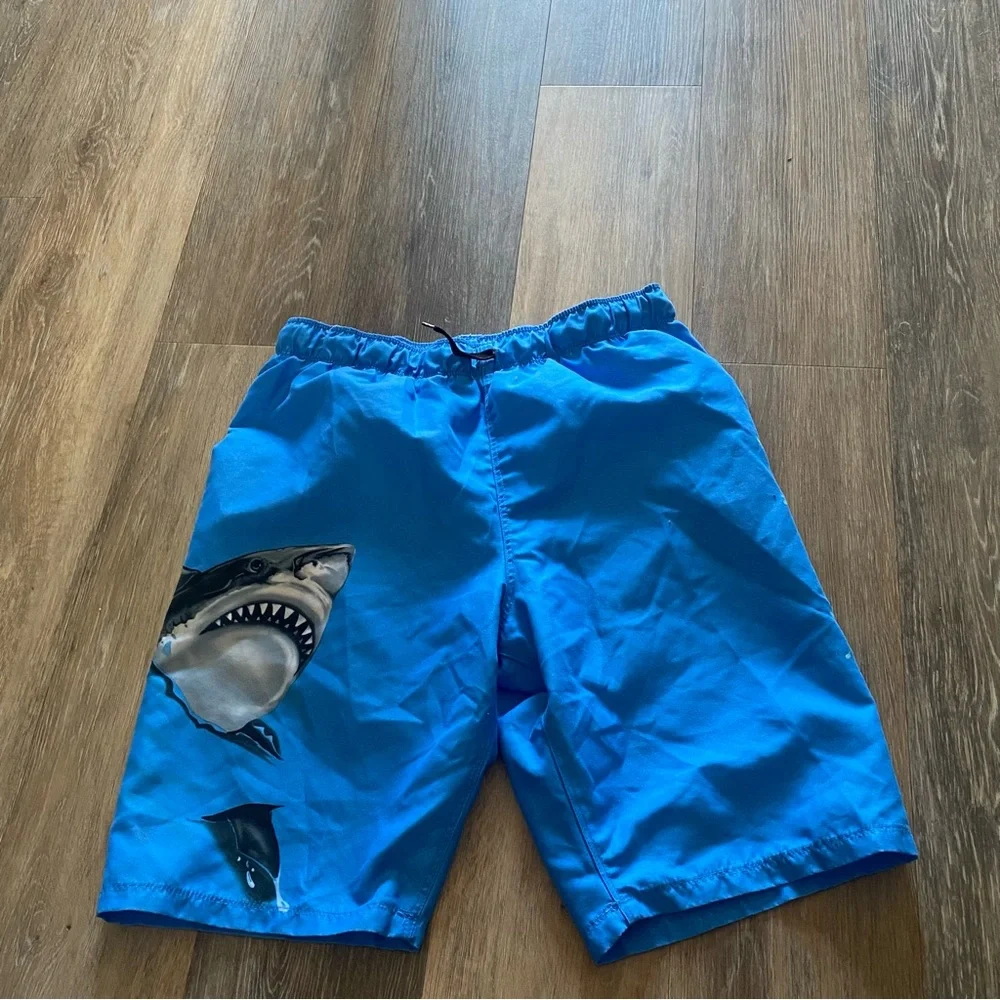 Hurley Swim Trunks Boys Size 14-16 Shark‎ Blue Ocean Bottoms Pool Play READ